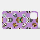 紫の背景にかわいいフクロウの文様 Case-Mate iPhoneケース (裏面 (横))