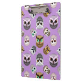 紫の背景にキュートなフクロウの模様 クリップボード (左)