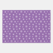 紫の背景にクリスマスの白い雪 ラッピングペーパーシート (正面2)