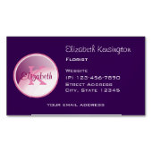 紫の背景にモノグラムの円 マグネット名刺 (正面)