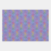 紫の背景にリンクされた愛のハート ラッピングペーパーシート (正面)