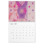 紫の背景に点のあるデザイン カレンダー (3月 2027)
