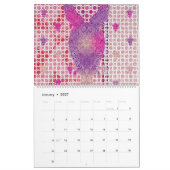 紫の背景に点のあるデザイン カレンダー (1月 2027)