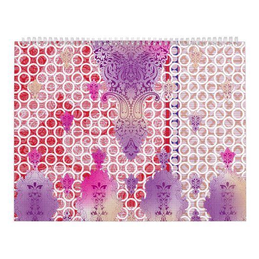 紫の背景に点のあるデザイン カレンダー (カバー)