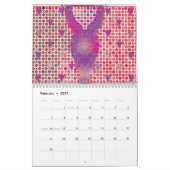 紫の背景に点のあるデザイン カレンダー (2月 2027)