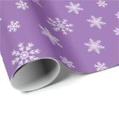 紫の背景に白いクリスマスの雪片 ラッピングペーパー (ロールコーナー)