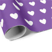 紫の背景に白いハートのラッピング紙 ラッピングペーパー (ロールコーナー)