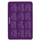 紫の背景に白2026カレンダーテンプレート マグネット (縦)