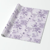 紫の背景に紫の蝶のウェディング ラッピングペーパー (アンロールド)
