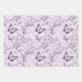 紫の背景に紫の蝶 ラッピングペーパーシート (正面3)