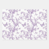 紫の背景に紫の蝶 ラッピングペーパーシート (正面2)
