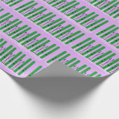 紫の背景に緑のスキーを包む紙。 ラッピングペーパー (角)