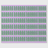 紫の背景に緑のスキー ラッピングペーパー (フラット)