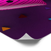 紫の背景に6つの3Dハート ポスター (角)