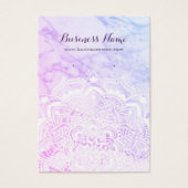 紫の背景のイヤリングカードにホワイトマンダラ (正面)