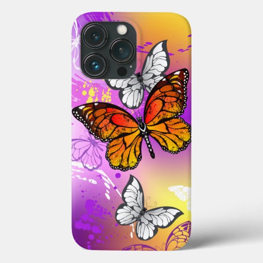 紫の背景のオオカナダモナークバタフライ Case-Mate iPhoneケース (裏面)