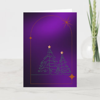 紫の背景のシンプルなクリスマスツリー シーズンカード