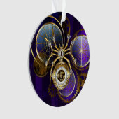 紫の背景のスチームパンクのクモ オーナメント (正面)