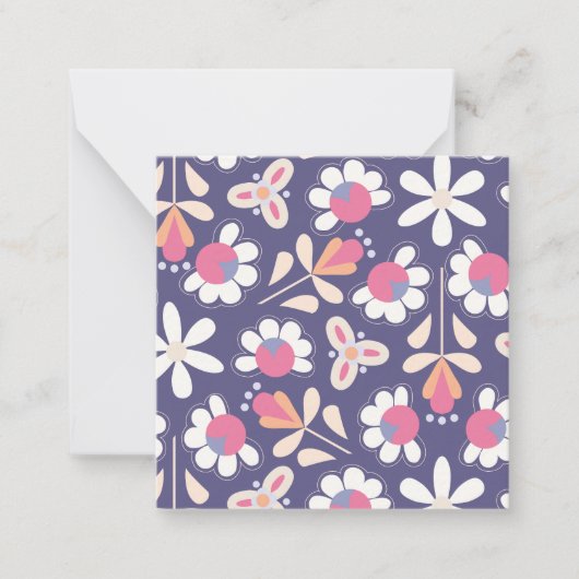 紫の背景のデイジー ノートカード (正面)