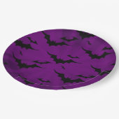 紫の背景のハロウィーンこうもり ペーパープレート (アングル)