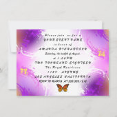 紫の背景のモナーク蝶 招待状 (裏面)