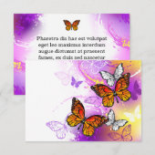 紫の背景のモナーク蝶 招待状 (正面/裏面)