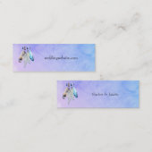 紫の背景の水彩羽Webサイト スキニー名刺 (正面/裏面)