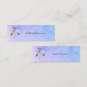 紫の背景の水彩羽Webサイト スキニー名刺 (正面/裏面)