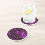 紫の背景を持つ雪片 コースター (側面)