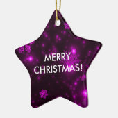 紫の背景を持つ雪片 セラミックオーナメント (左)