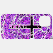 紫の背景を持つ黒とピンクの十字 Case-Mate iPhoneケース (裏面 (横))