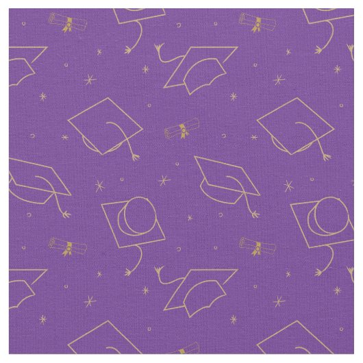 紫の背景卒業キャップトス ファブリック (クローズアップ)