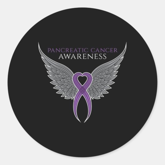 紫の膵臓がん認識度リボンとアン ラウンドシール (正面)