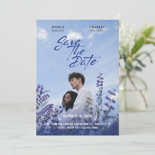 紫の自然の映画ポスター結婚写真 セーブザデート (スタンド正面)