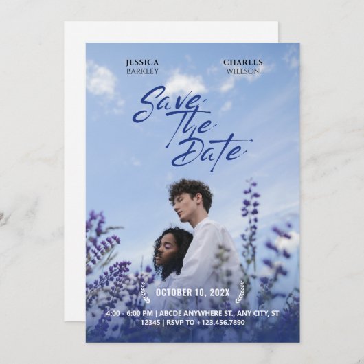 紫の自然の映画ポスター結婚写真 セーブザデート (正面/裏面)