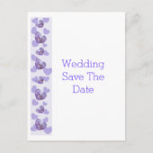 紫の色のフローラハート結婚式の日付を保存 案内ポストカード (正面)