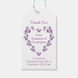 紫の色の蝶デザイン結婚ズ ギフトタグ
