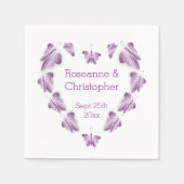 紫の色の蝶デザイン結婚ズ スタンダードカクテルナプキン (正面)