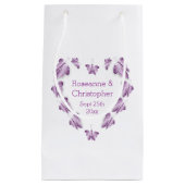 紫の色の蝶デザイン結婚ズ スモールペーパーバッグ (正面)