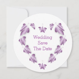 紫の色の蝶デザイン結婚ズ セーブザデート