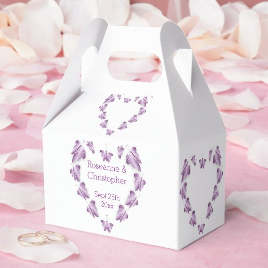 紫の色の蝶デザイン結婚ズ フェイバーボックス (ウェディング)