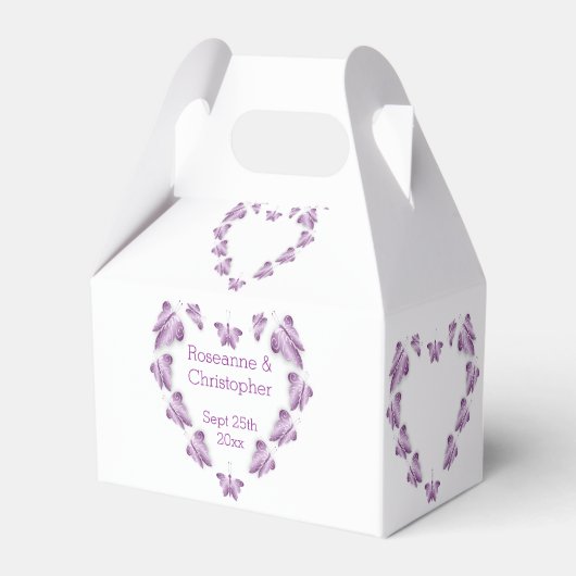 紫の色の蝶デザイン結婚ズ フェイバーボックス (正面サイド)