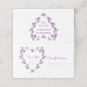 紫の色の蝶デザイン結婚ズ プレイスカード (外部開封)