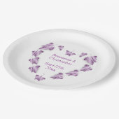 紫の色の蝶デザイン結婚ズ ペーパープレート (アングル)