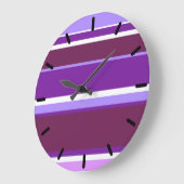 紫の色ストライプ色 ラージ壁時計 (傾斜)