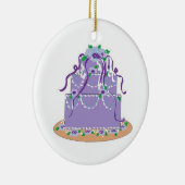 紫の色合いのデザイナーケーキ セラミックオーナメント (右)