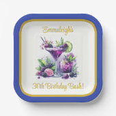 紫の色合い：青と紫の誕生日広場 ペーパープレート (正面)