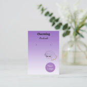 紫の色、女の子かわいらし顔イヤリングカード 名刺 (スタンド正面)