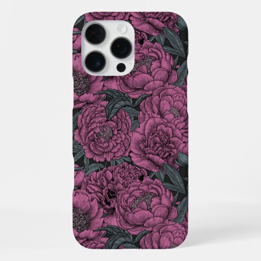 紫の芍薬の花 iPhoneケース (裏面)
