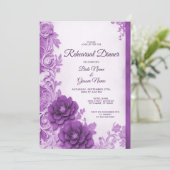 紫の花がリハーサルディナーを飾る 招待状 (スタンド正面)
